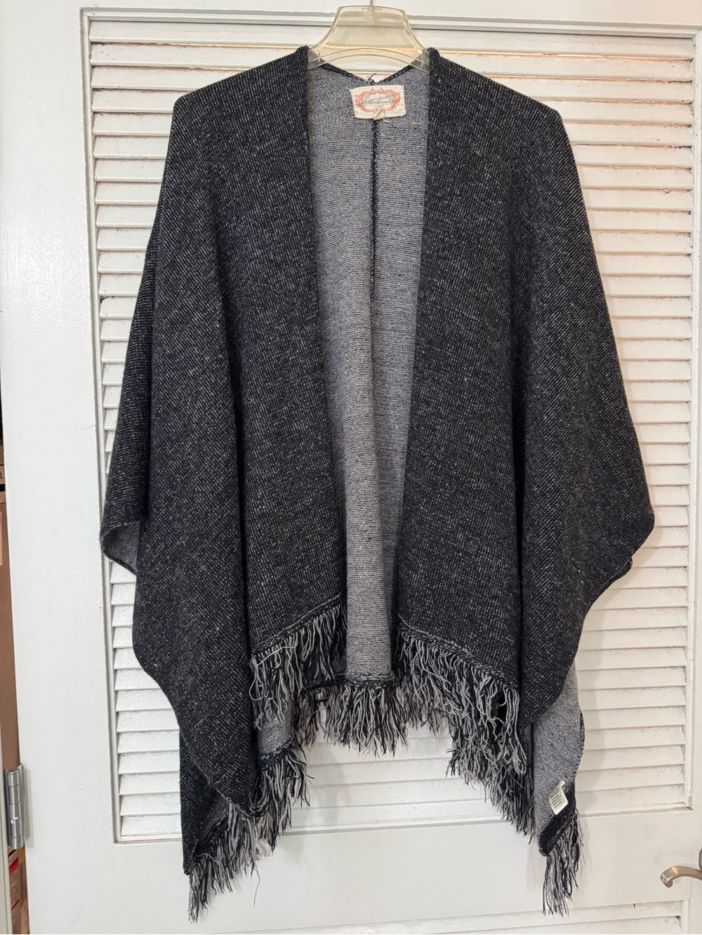 Ambiance Dark Charcoal Fringe Knit Shawl